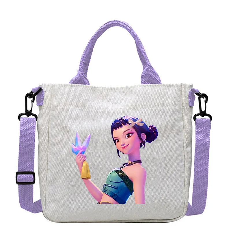 Move K-Pop Demon Hunters Canvas Bag Fashion Printed Handbag Cute Cartoon Anime Commuting Portable Book Storage Bags Pocket Gifts