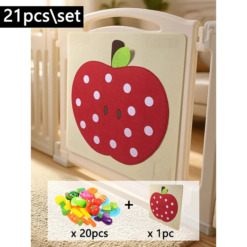Baby Felt Board Play Food Toys Wall Sticker Fruits Vegetables Pretend Play Kitchen Games Fine Motor Skills Early Educational Toy