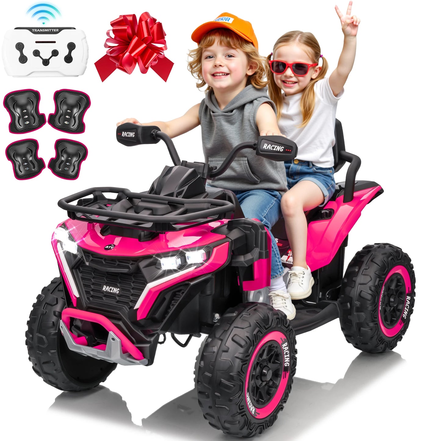 24V Large Four-Wheeled Off-Road Vehicle for Kids - 800W Powerful Motor, 4WD Dual Leather Seats, Parental