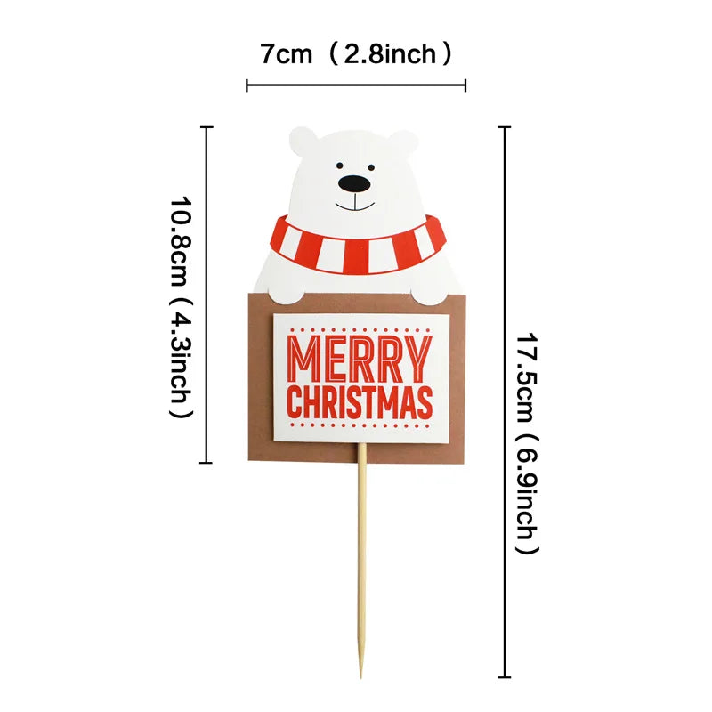 Merry Christmas Cake Toppers Cartoon Xmas Tree Cake Decor Snowman Happy New Year Cupcake Toppers Decor For Party Home 2025 Noel