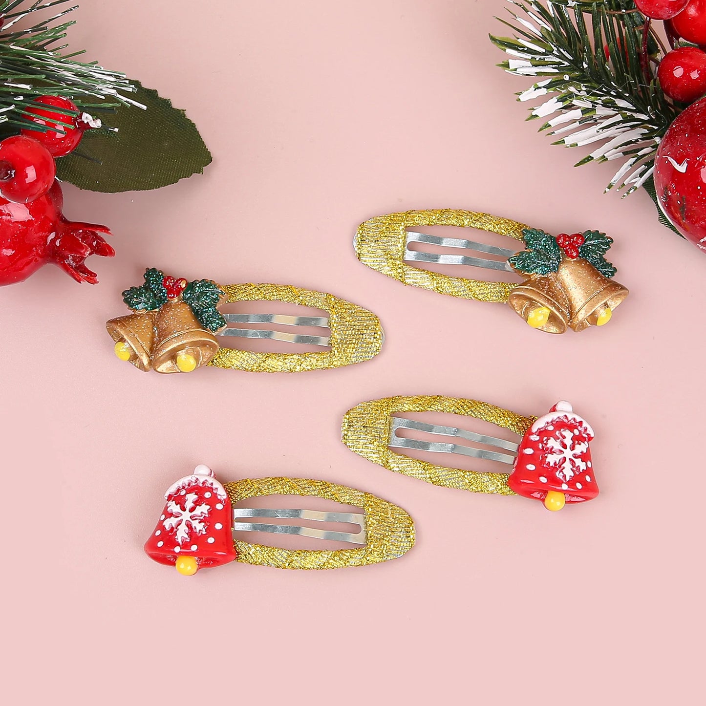 4Pcs Girls Christmas Hair Accessories Glitter BB Hairpin Cartoon Hair Clip Santa Claus Barrette Clips for Kids Hair Accessories
