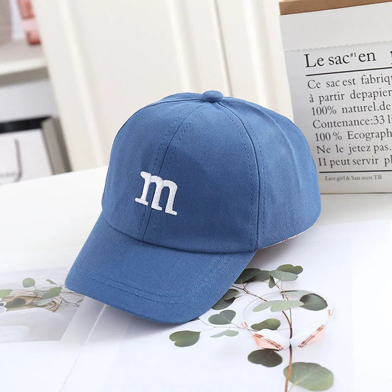 Solid Color Letter Baby Baseball Cap Simple Embroidered Peaked Hat for Toddler Boy Girl Summer Adjustable Kids Sun Hats