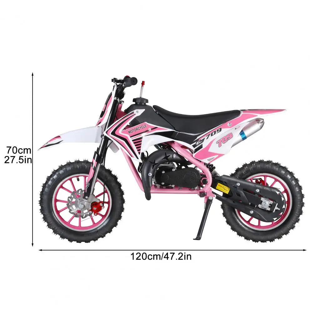 49cc 2-Stroke Kids Dirt Bike, Gas Power Motocross, Off Road Mini Motorcycle, Pocket Motorbike with Front Rear Disc Brakes (Pink)