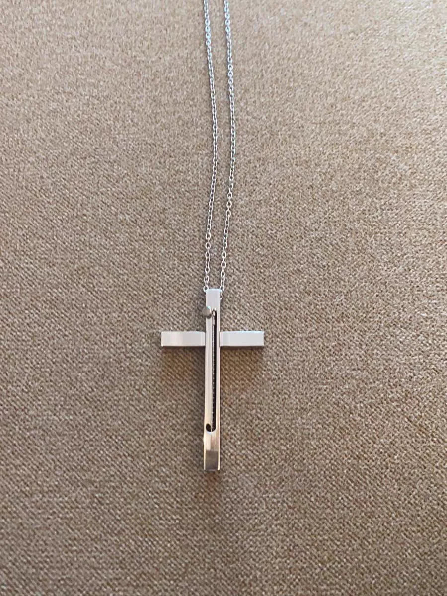 Retractable Stainless Steel Cross Necklace Men Fashion Jewelry Chains Boy EDC Gadgets For Cool Women Girls Gifts Multi Tools