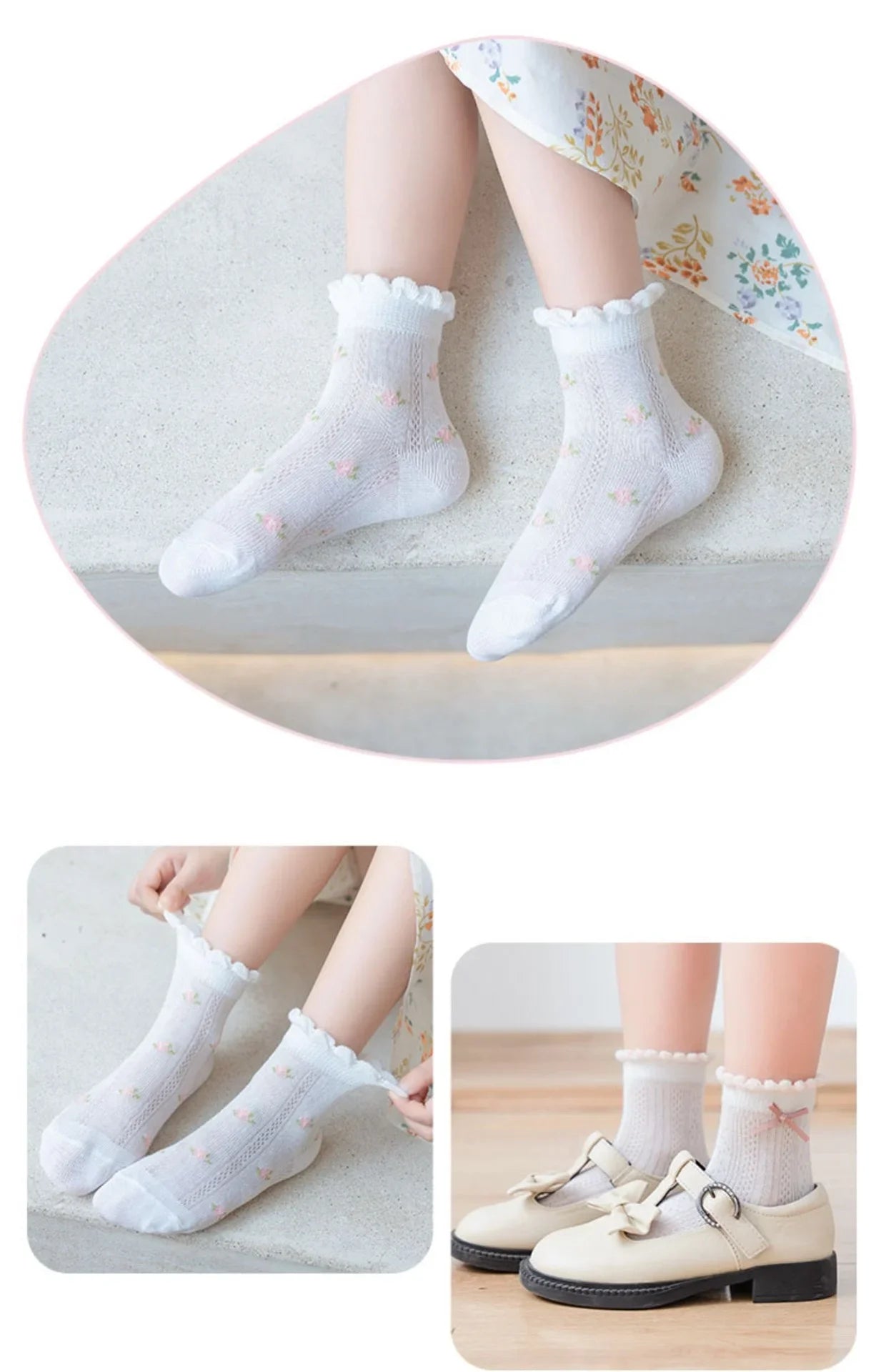 5Pairs/Lot Cute Kids Socks For Girls Boys Cotton Solid Princess Children Sock Casual Summer Mesh Thin Flower Cartoon Socks
