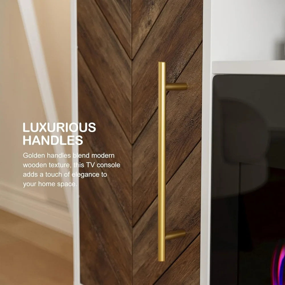 "68-inch wood tv stand with built-in 36-inch electric fireplace and storage entertainment center for tvs up to 75 inches"