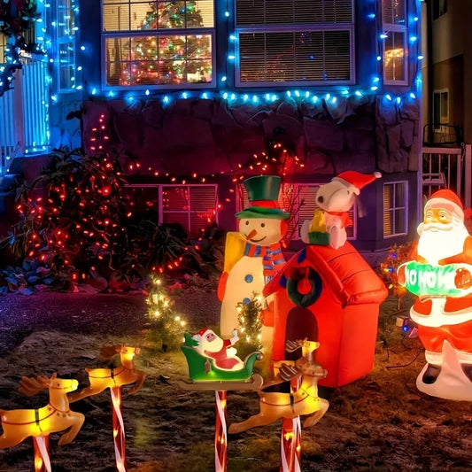 1 Set Solar-Powered Christmas Lawn Stake Lights , Reindeer & Sled LED Decorations, Christmas Outdoor Lights