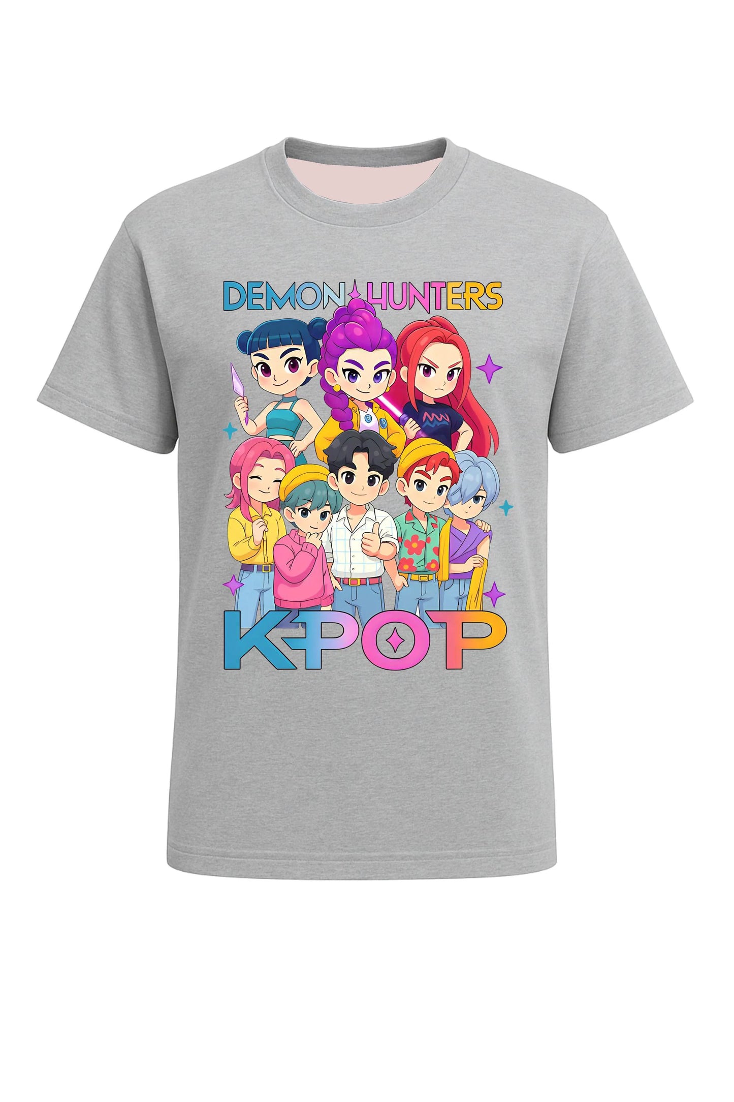 2026 Hot Huntrix Kpop Demon Hunters T-Shirt for Boys Girls Fans Gift Summer Crew Neck Short Sleeve Tees Fashion Kids T-shirt