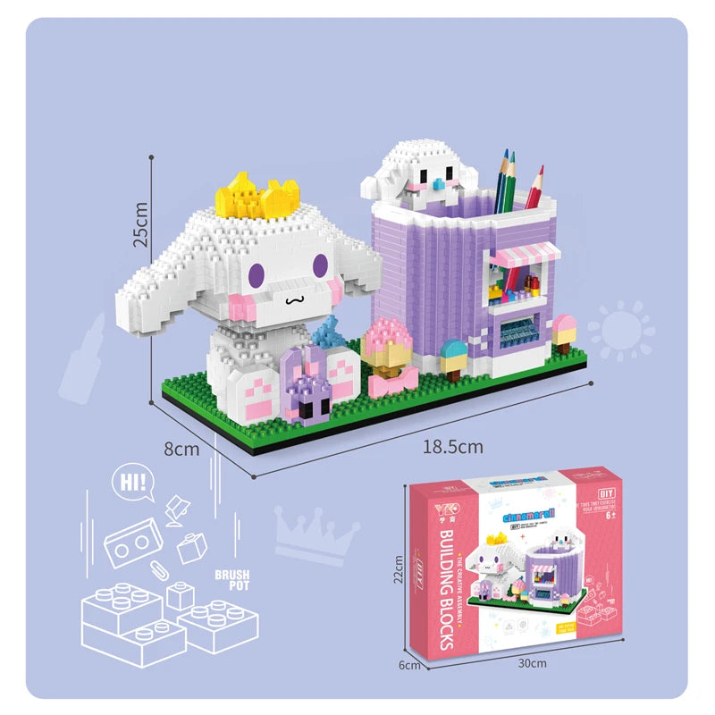 Stitch Pikachu Creative Building Blocks Pen Holder Series DIY Mini Diamond Building Block Doll Children's Toys Christmas Gift