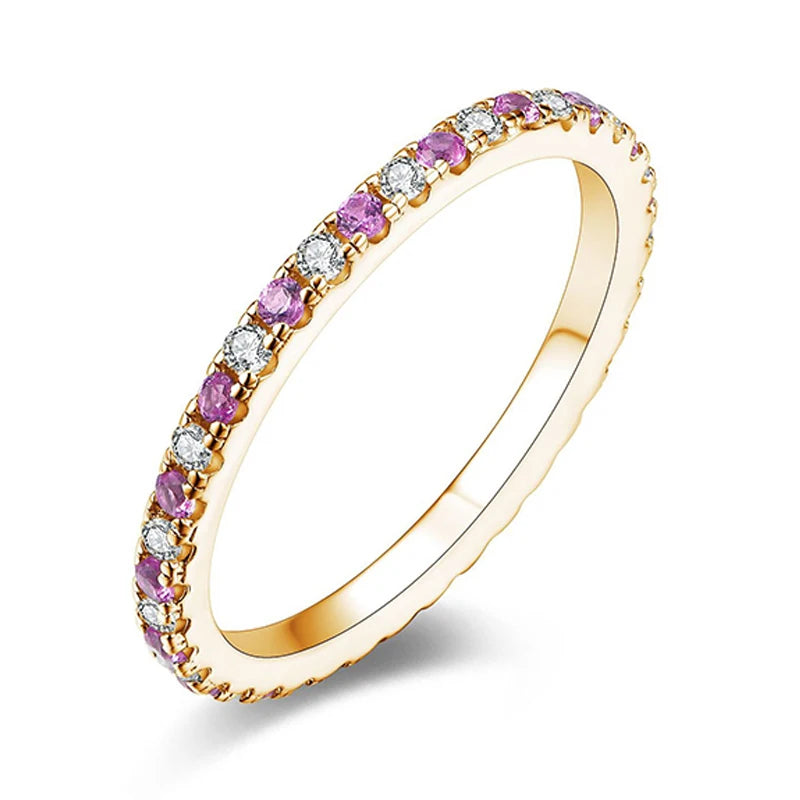 TFGLBU D Vvs1 Colorful Gem Moissanite 925 Sterling Sliver Ring for Women Charm Stackable Band Christmas Gift Jewelry Wholesale