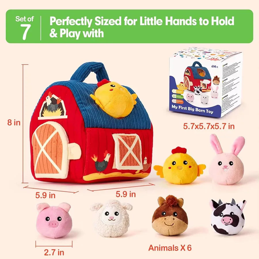 Baby Toys 6-12 Months Soft Baby Beehive with 5 Sensory Bee Rattle Mirror Crinkle Squeaker Busy Montessori Soft Toy for Toddlers