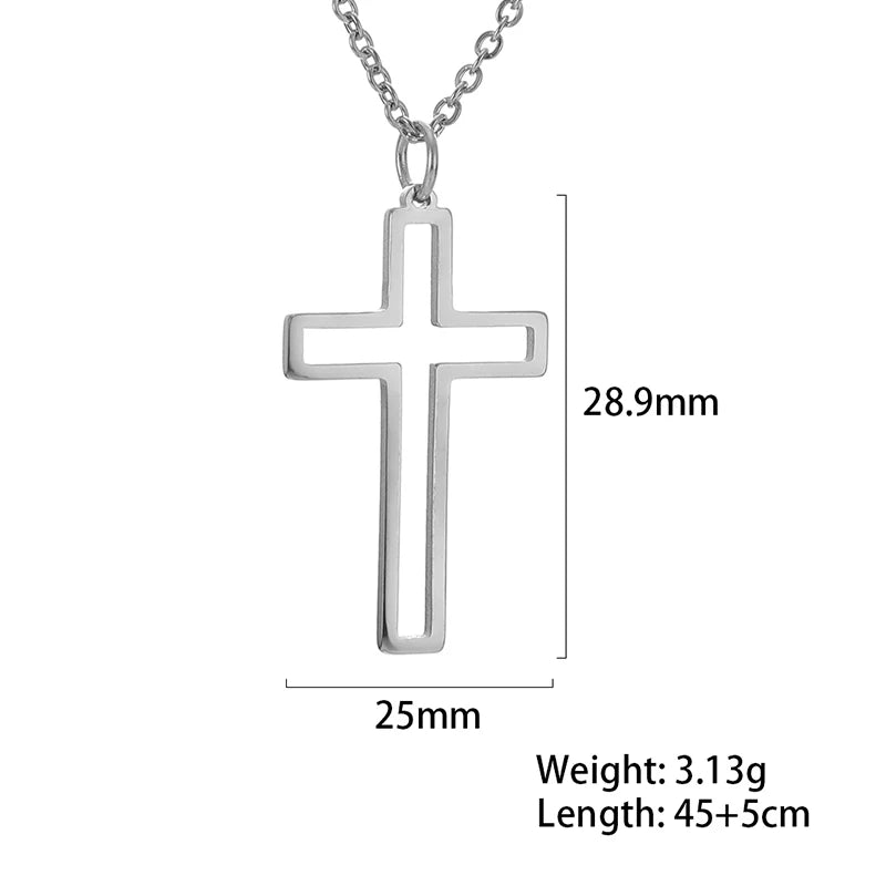 Openwork Cross Pendant Necklace for Women New Fashion Stainless Steel Gold Silver Color Necklace Jewelry Christmas Gift