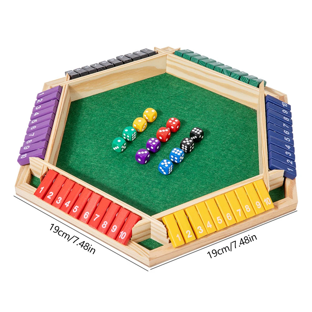 4/6 Players Shut The Box Dice Game Wooden Board Table Math Game Tabletop Games Six Sided Flop Game Indoor Games Shut The Box