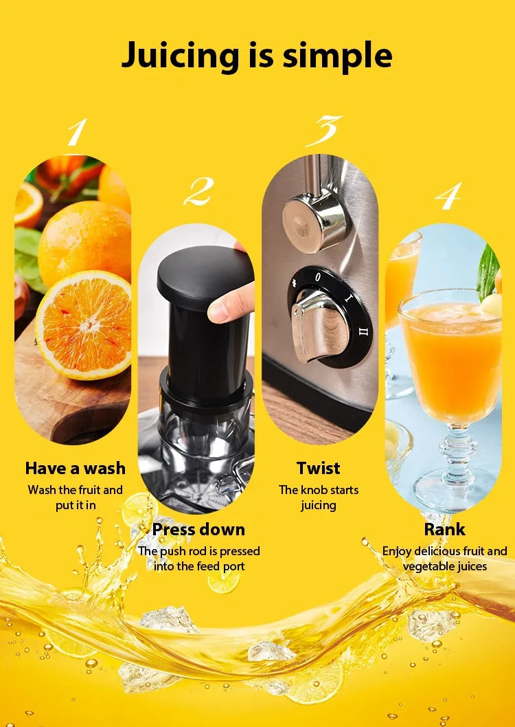 800W Centrifugal Electric Juicer Machine With 3inch Big Mouth Fruits And Vegetable Juice Extractor 2 Speeds Mixer Blender