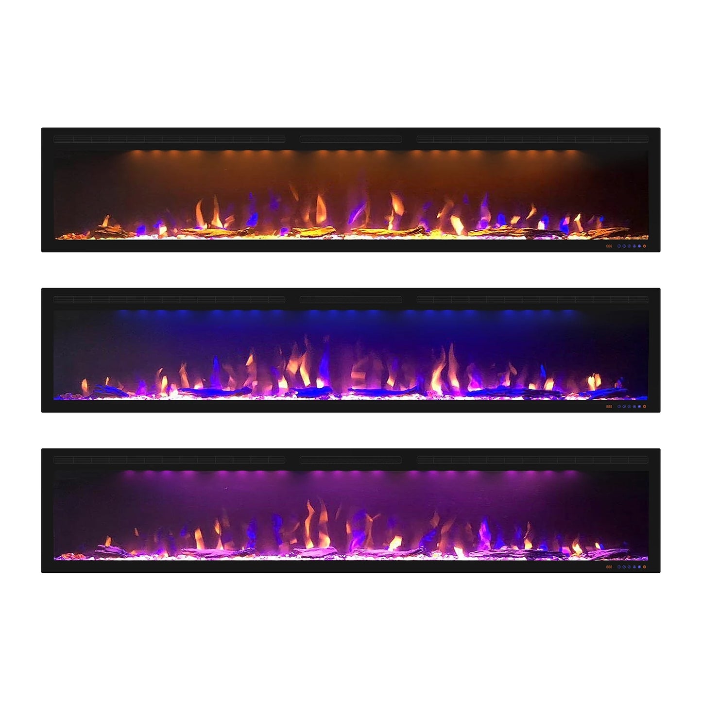 LUXSTAR Indoor 88 Inch Electric Fireplace Heater 1.5kw Remote Control Decor LED Flame Slimline Electric Fireplace Media