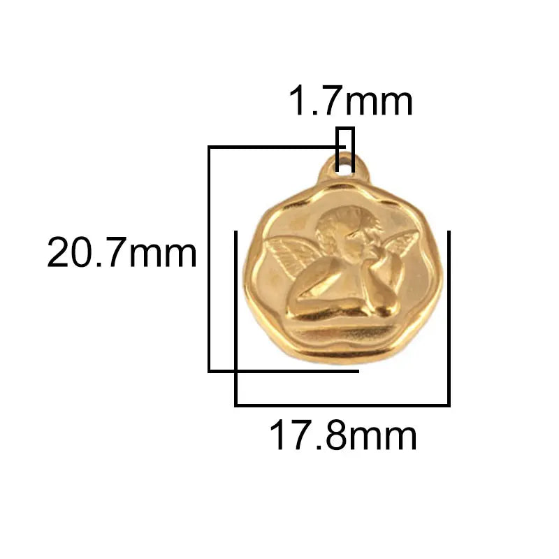 5pcs Stainless Steel Angel Pendant Charms for DIY Jewelry Making Handmade Components Necklace Findings Jewelry Angel Charm