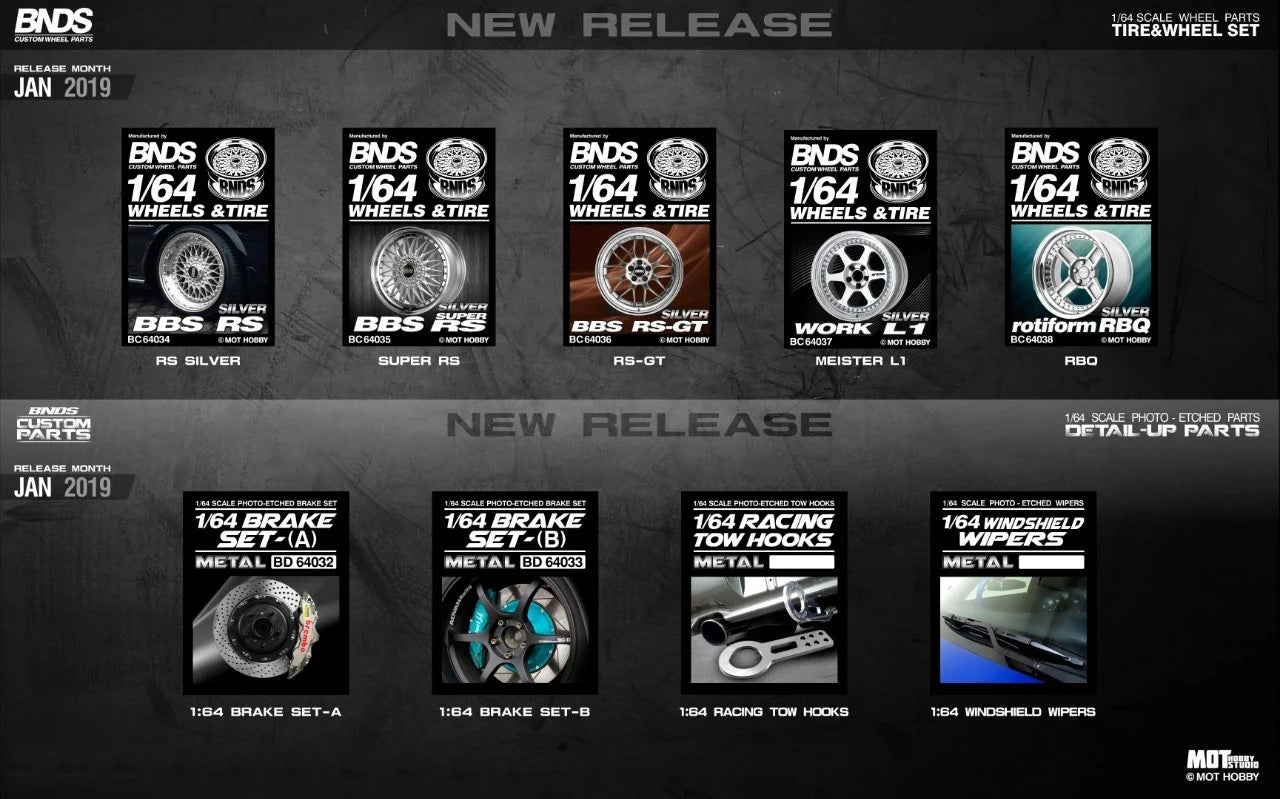 2022Y 1：64 BNDS Brake/Tow Hooks/Windshield Wipers/Pedal/Exhaust Pipe Muffler 1/64 Car Model 64032/64033/64047/64048/64090/64091