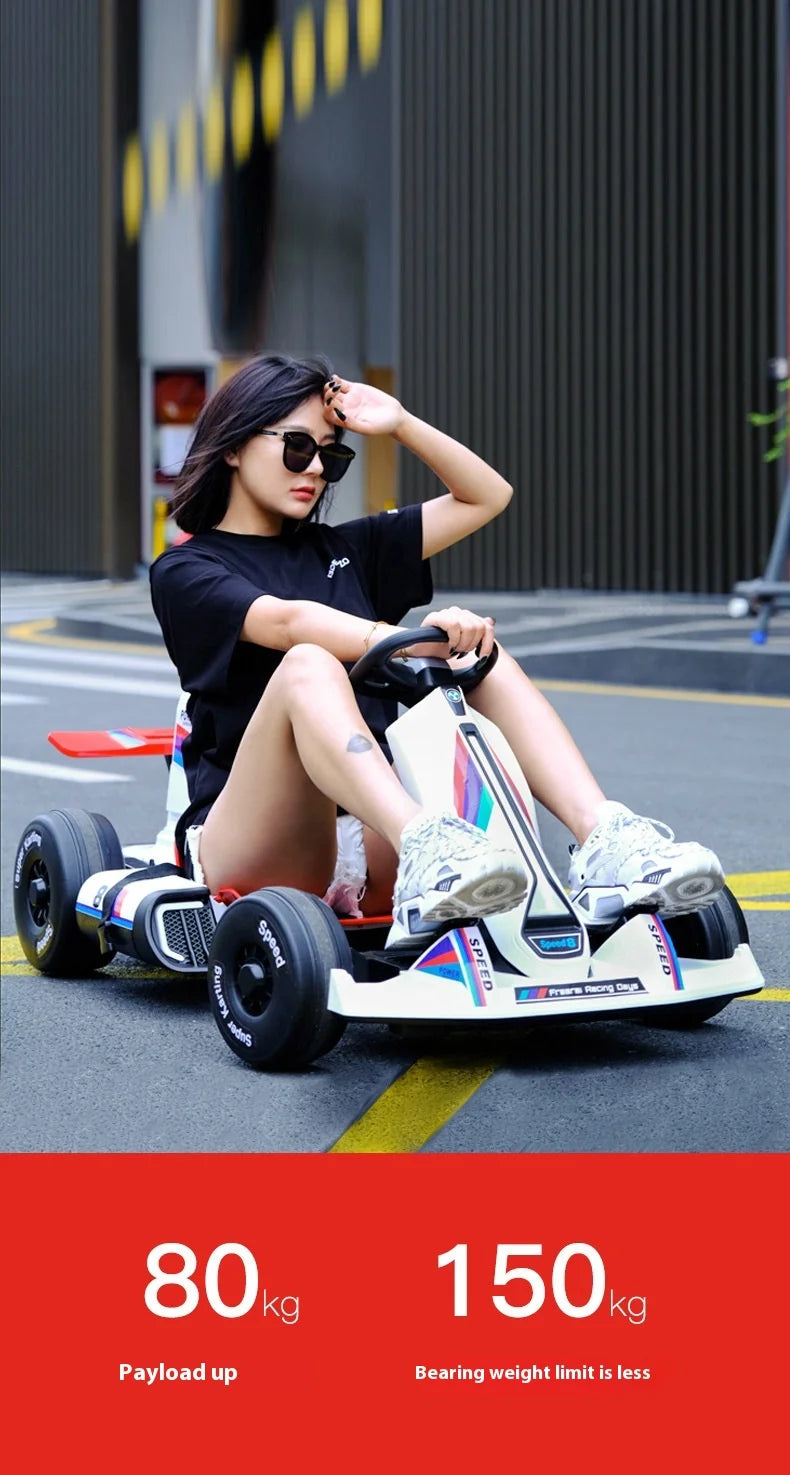 Bedouch Four-Wheel Electric Toy Car for Adults and Kids Battery-Powered Ride for Drifting and Kart Racing