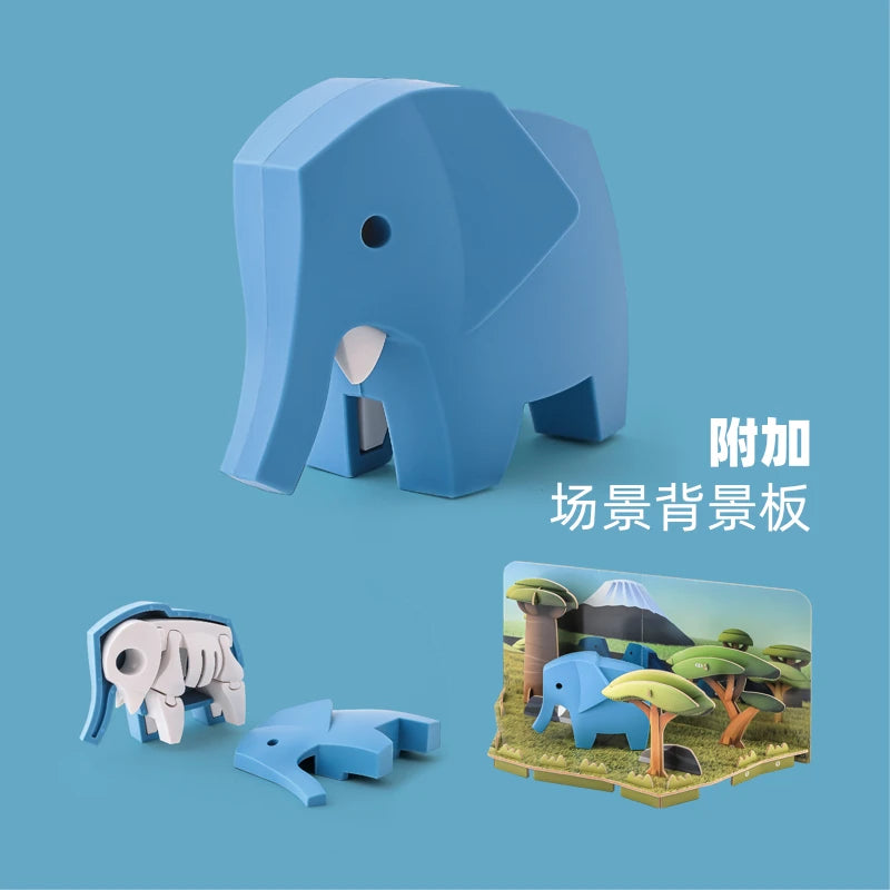 Puzzle DIY Magnetic Construction Set Cute Arboreal Animal Hippo 3D Model Kit Elephant Lion Early Child Educational Toy Halftoys