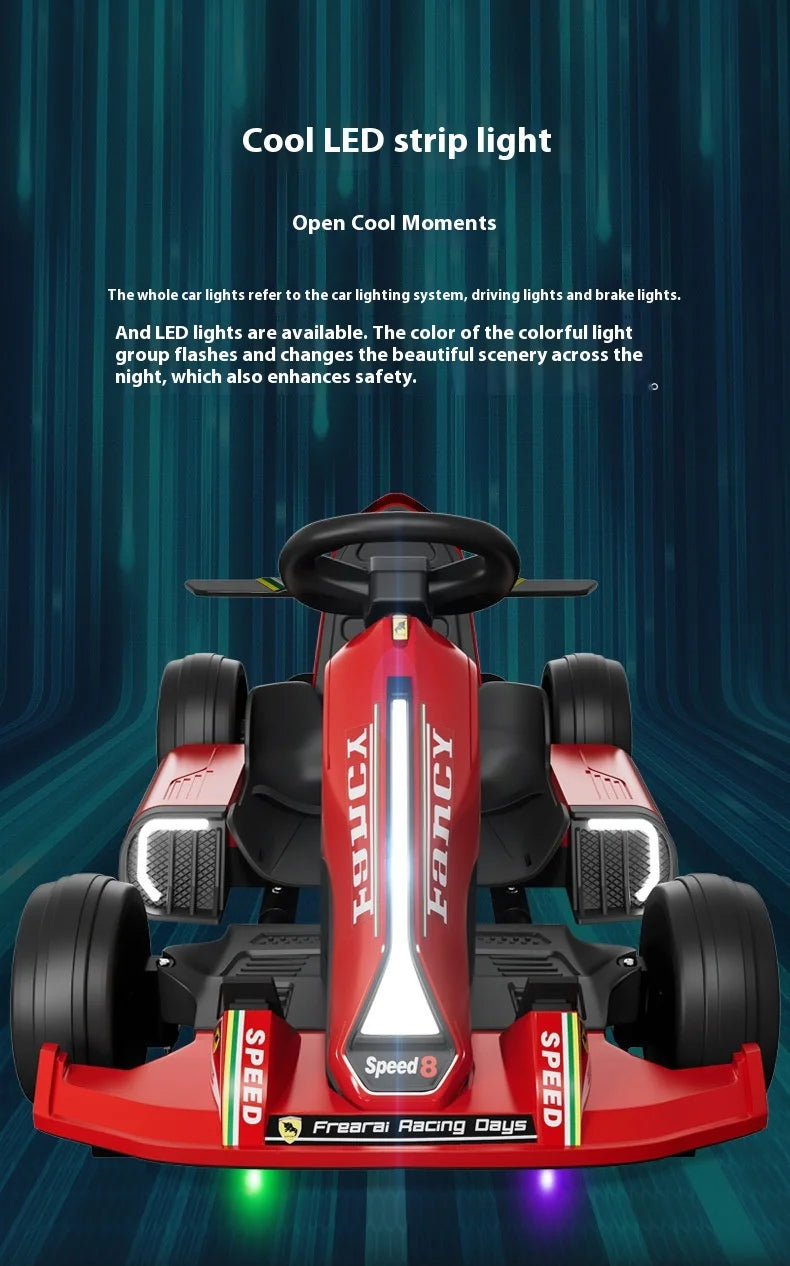 Bedouch Four-Wheel Electric Toy Car for Adults and Kids Battery-Powered Ride for Drifting and Kart Racing