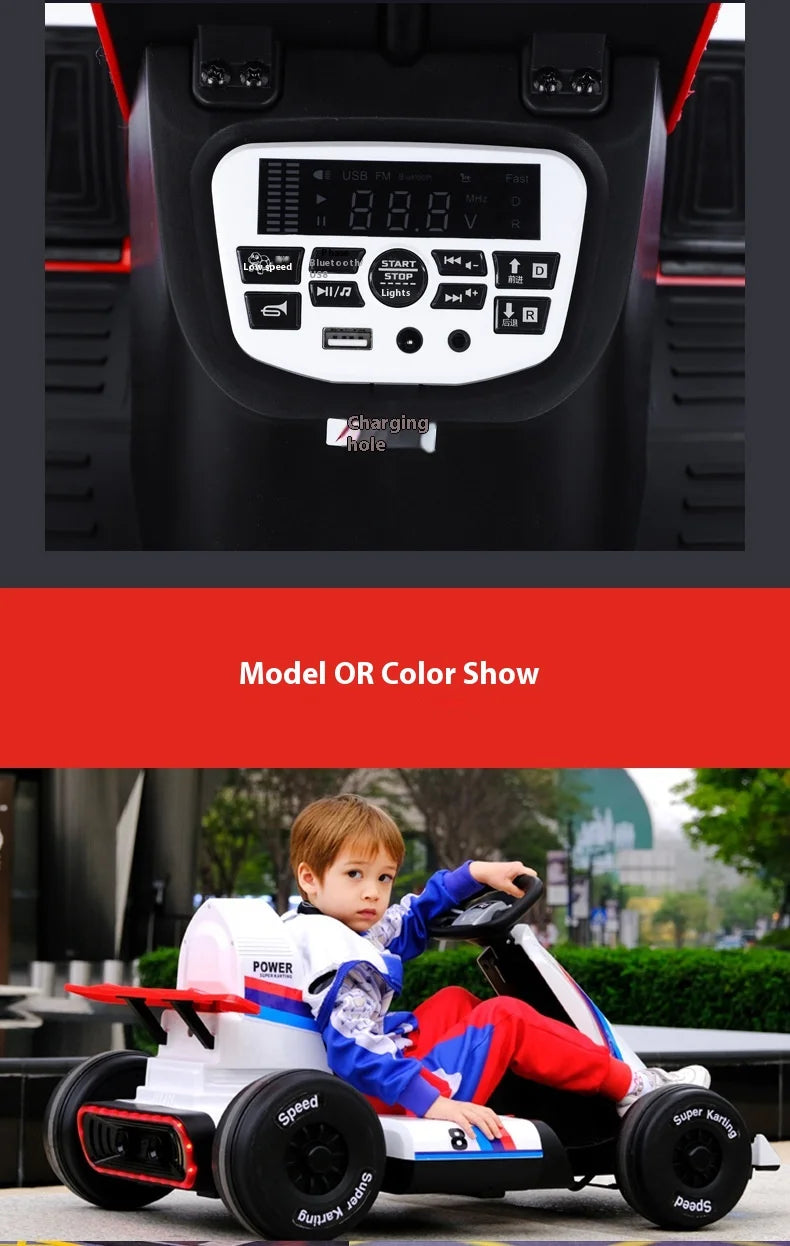 Bedouch Four-Wheel Electric Toy Car for Adults and Kids Battery-Powered Ride for Drifting and Kart Racing