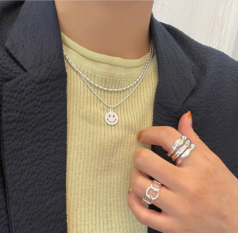 SHANICE S925 Sterling Silver Necklace For Women Fine Choker Olive Bead Gold Chain Clavicle Collier Femme Fine Jewelry Gift