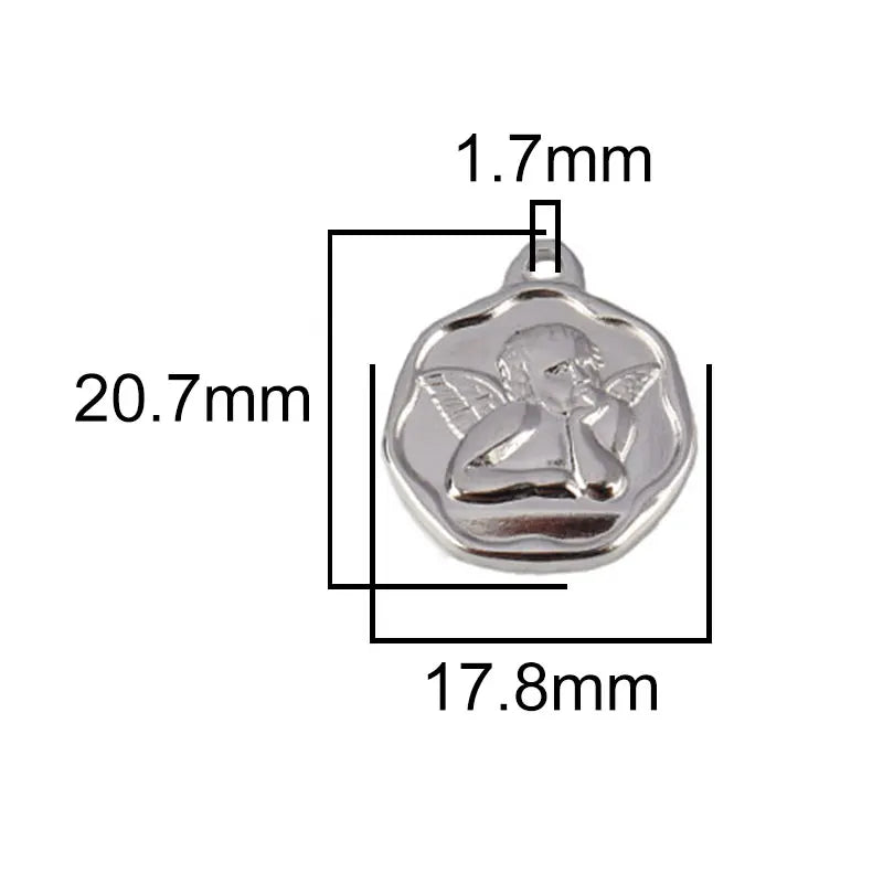 5pcs Stainless Steel Angel Pendant Charms for DIY Jewelry Making Handmade Components Necklace Findings Jewelry Angel Charm