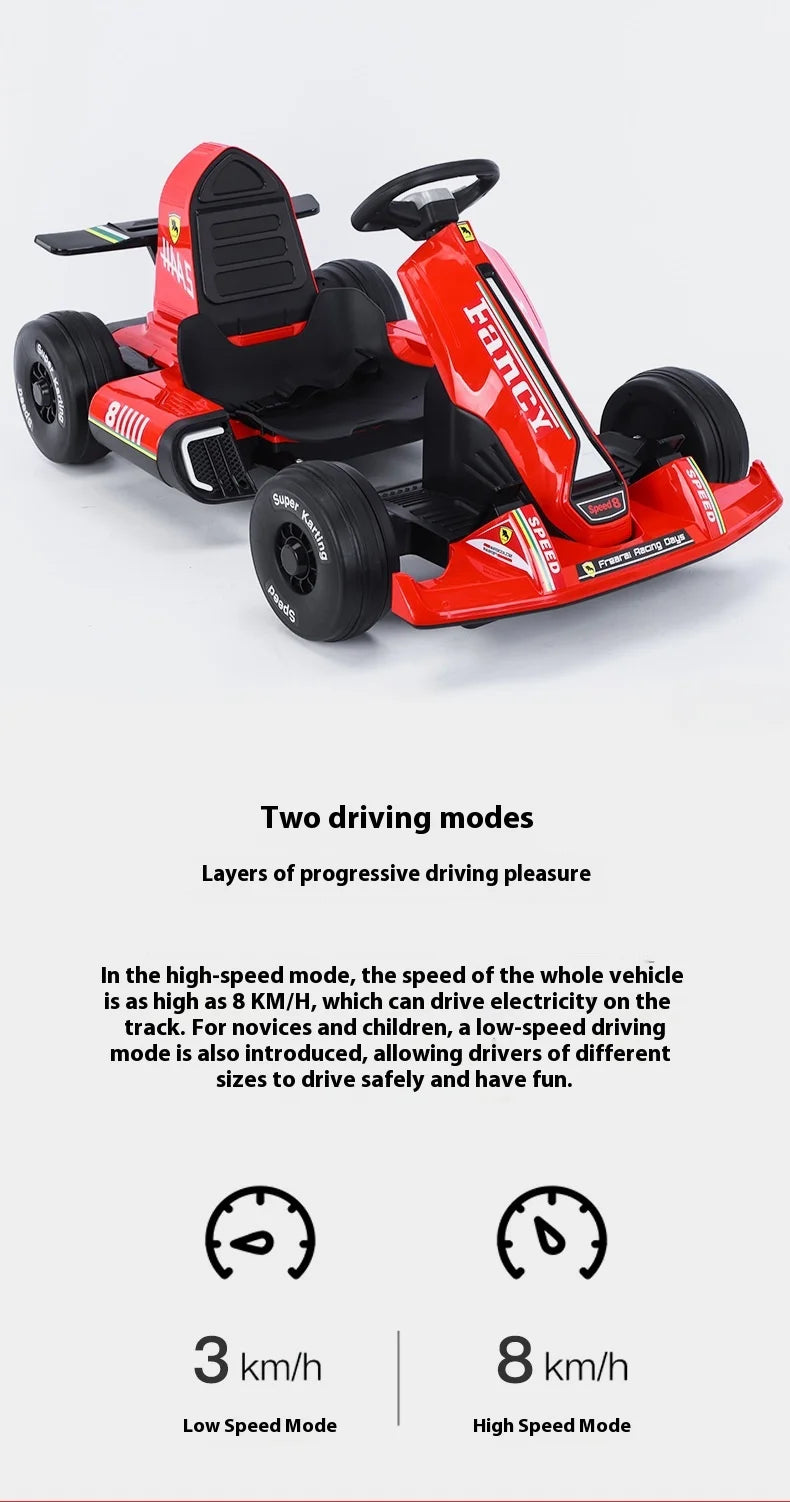 Bedouch Four-Wheel Electric Toy Car for Adults and Kids Battery-Powered Ride for Drifting and Kart Racing