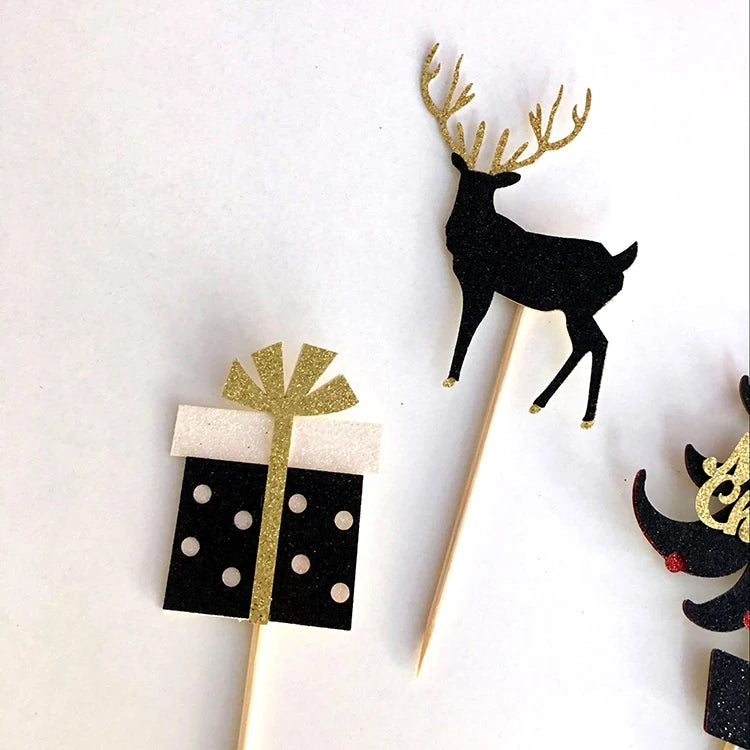 Merry Christmas Cake Toppers Cartoon Xmas Tree Cake Decor Snowman Happy New Year Cupcake Toppers Decor For Party Home 2025 Noel