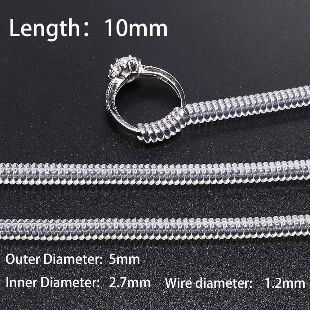 4pcs/lot Transparent Spiral Based Ring Tools Spring Coil Ring Size Adjuster Guard Tightener Reducer Resizing Tool For Jewelry