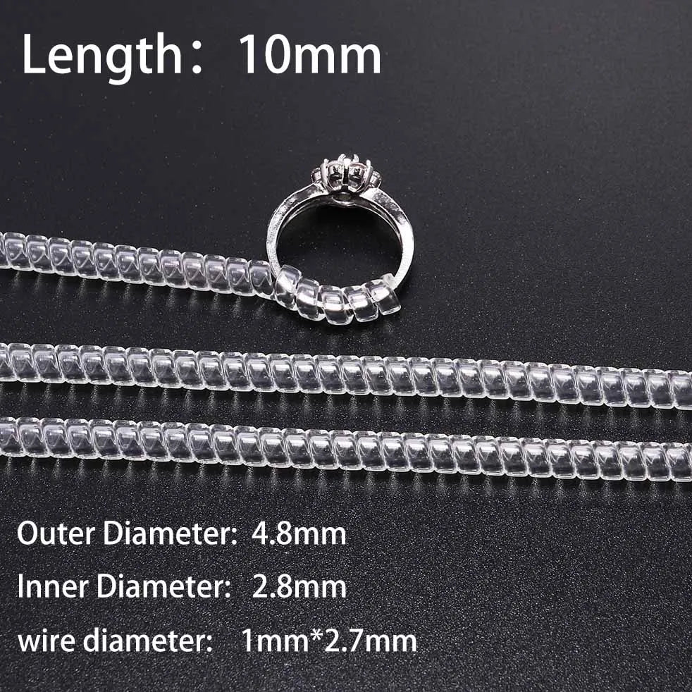 4pcs/lot Transparent Spiral Based Ring Tools Spring Coil Ring Size Adjuster Guard Tightener Reducer Resizing Tool For Jewelry