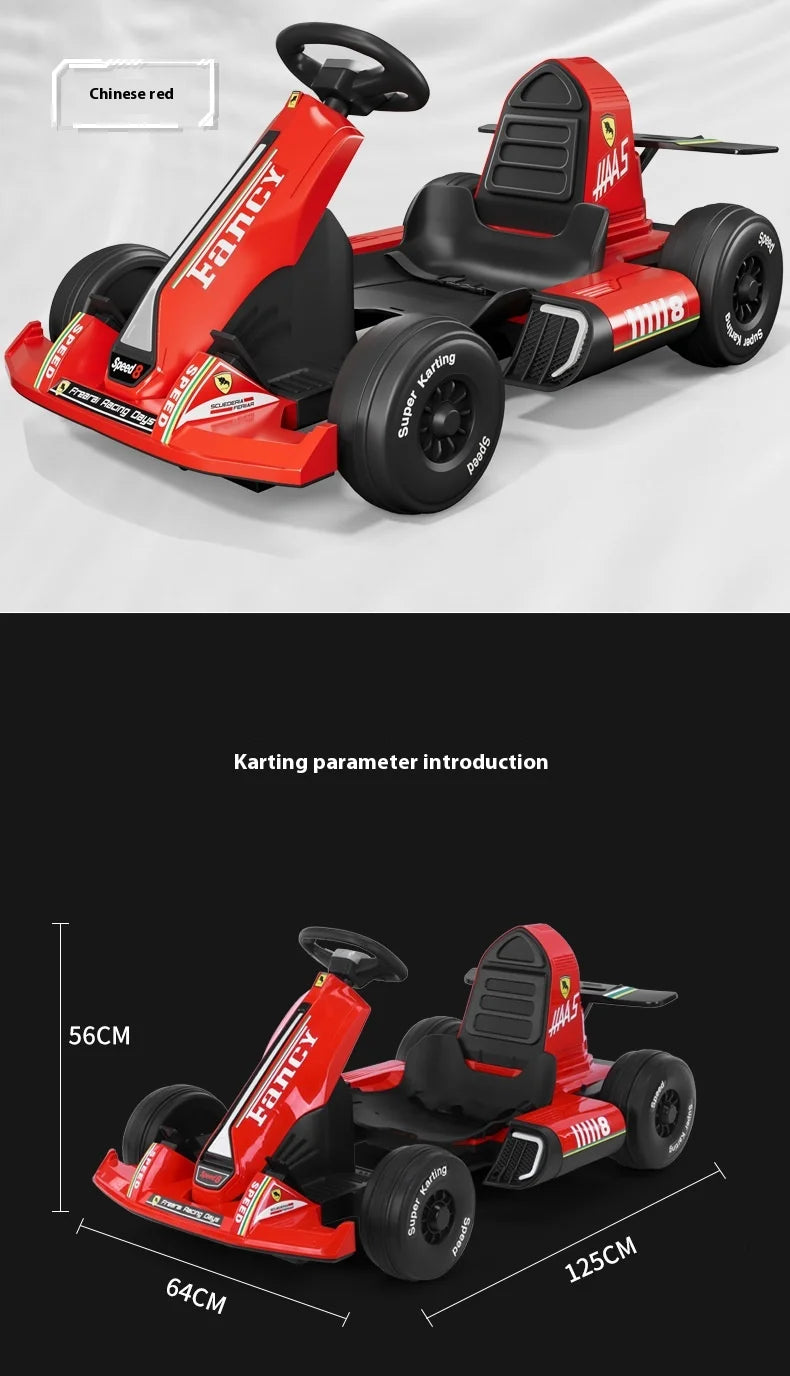 Bedouch Four-Wheel Electric Toy Car for Adults and Kids Battery-Powered Ride for Drifting and Kart Racing