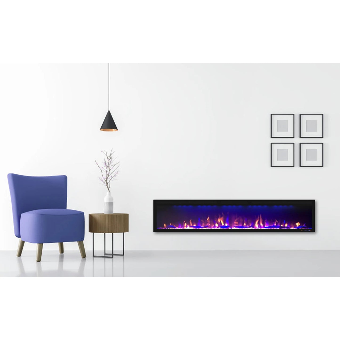 LUXSTAR Indoor 88 Inch Electric Fireplace Heater 1.5kw Remote Control Decor LED Flame Slimline Electric Fireplace Media