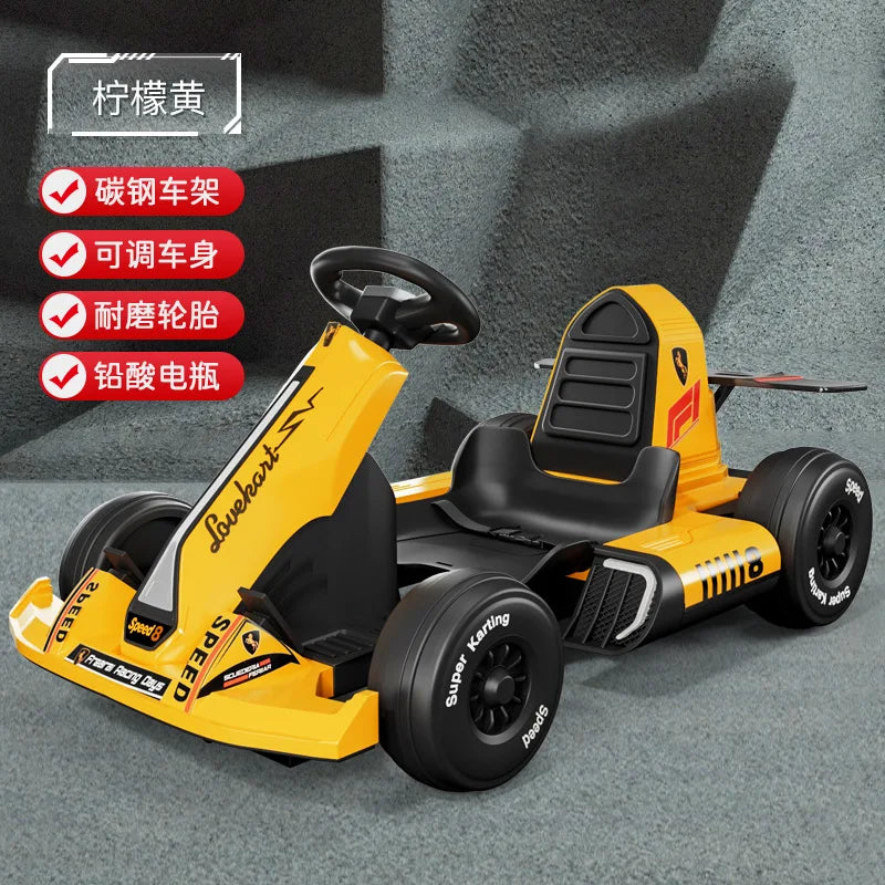 Bedouch Four-Wheel Electric Toy Car for Adults and Kids Battery-Powered Ride for Drifting and Kart Racing