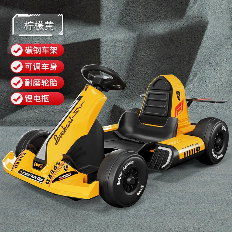 Bedouch Four-Wheel Electric Toy Car for Adults and Kids Battery-Powered Ride for Drifting and Kart Racing