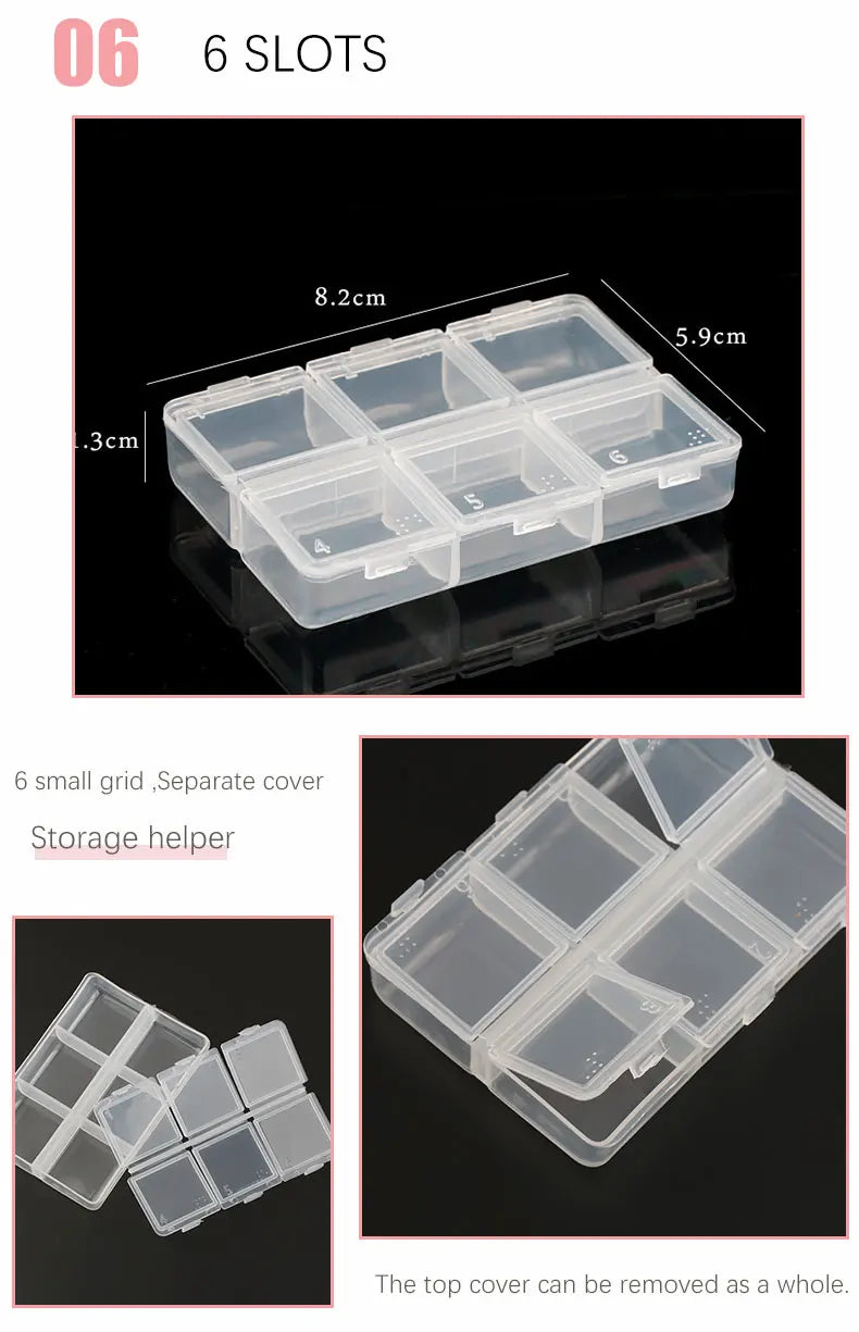 Transparent Plastic Storage Jewelry Box Compartment Adjustable Container For Beads Earring Box For Jewelry Rectangle Box Case