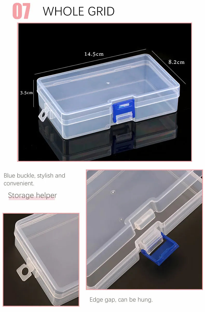 Transparent Plastic Storage Jewelry Box Compartment Adjustable Container For Beads Earring Box For Jewelry Rectangle Box Case