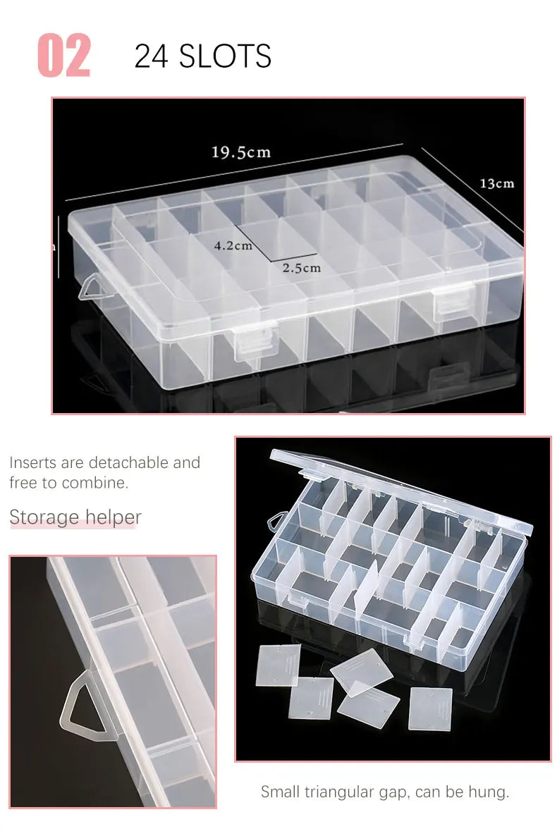 Transparent Plastic Storage Jewelry Box Compartment Adjustable Container For Beads Earring Box For Jewelry Rectangle Box Case