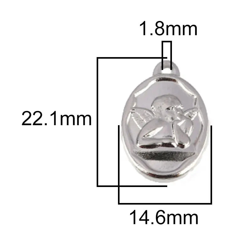 5pcs Stainless Steel Angel Pendant Charms for DIY Jewelry Making Handmade Components Necklace Findings Jewelry Angel Charm