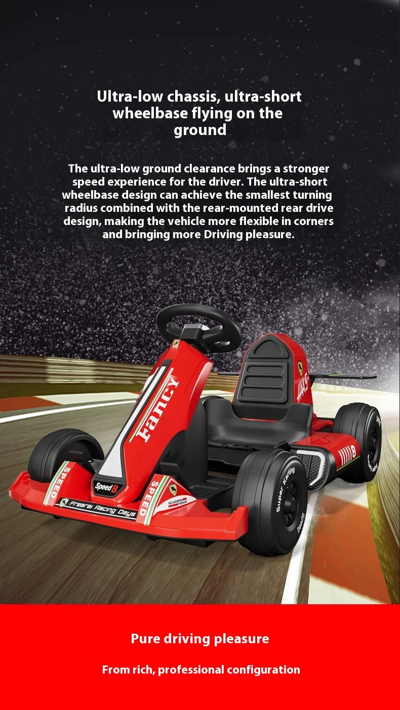 Bedouch Four-Wheel Electric Toy Car for Adults and Kids Battery-Powered Ride for Drifting and Kart Racing