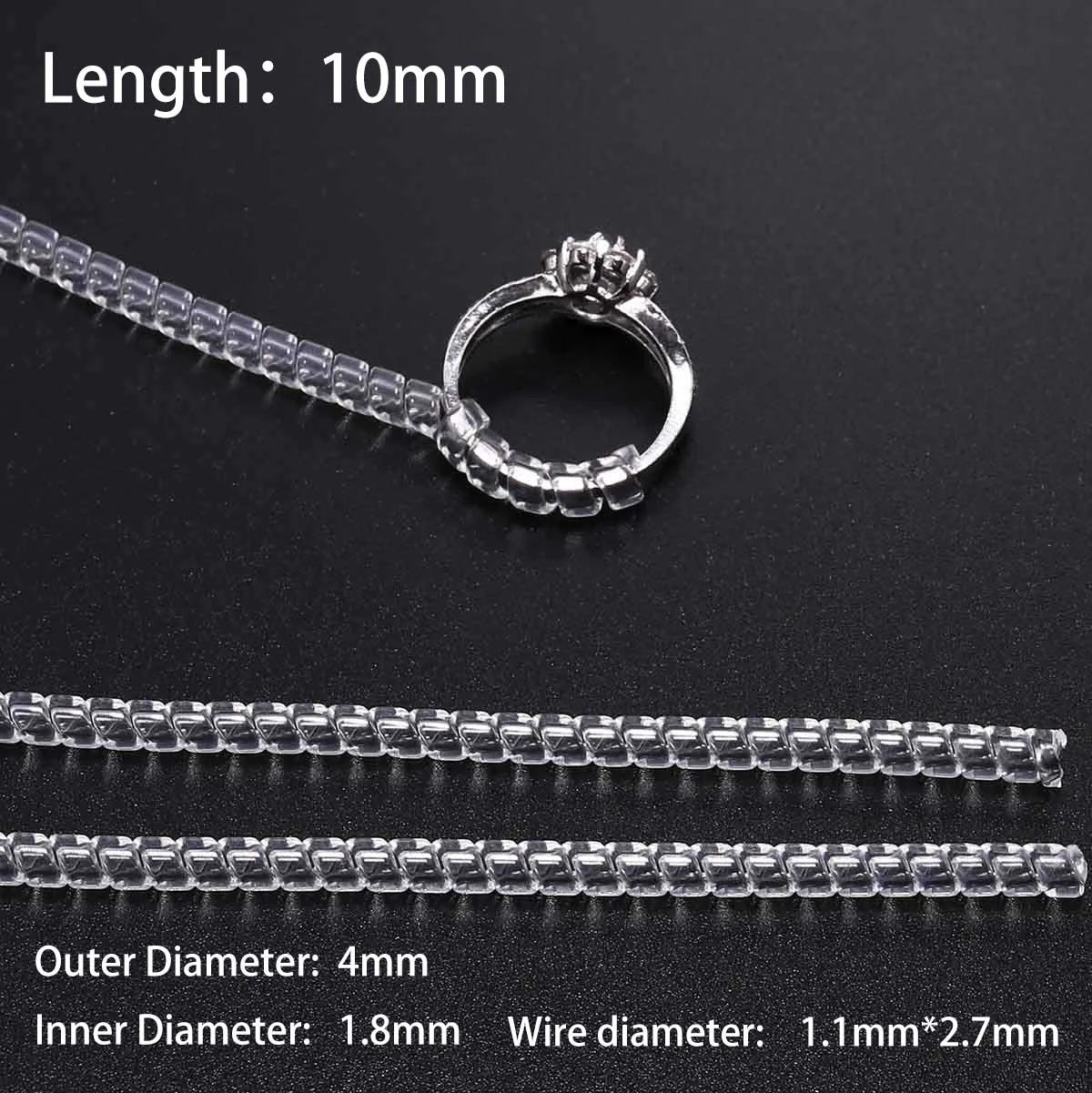 4pcs/lot Transparent Spiral Based Ring Tools Spring Coil Ring Size Adjuster Guard Tightener Reducer Resizing Tool For Jewelry