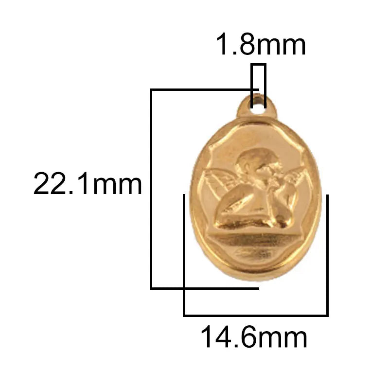 5pcs Stainless Steel Angel Pendant Charms for DIY Jewelry Making Handmade Components Necklace Findings Jewelry Angel Charm