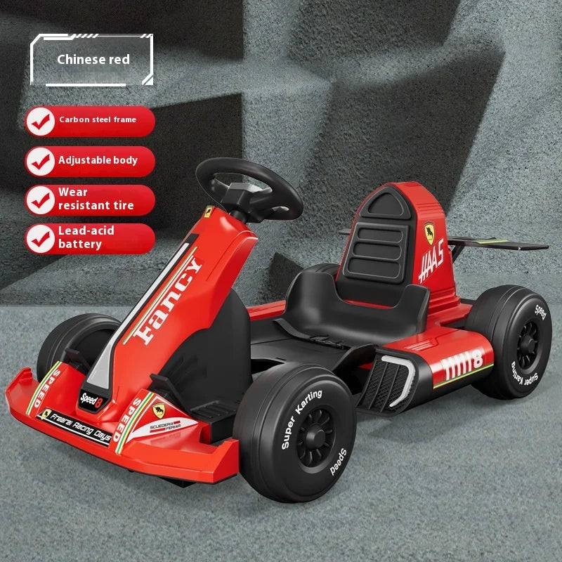 Bedouch Four-Wheel Electric Toy Car for Adults and Kids Battery-Powered Ride for Drifting and Kart Racing