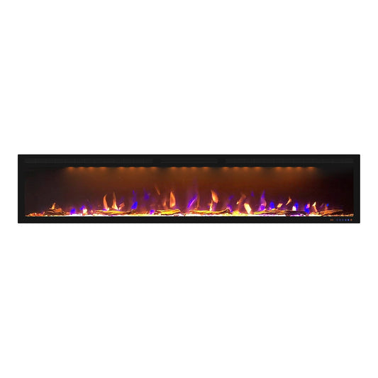 LUXSTAR Indoor 88 Inch Electric Fireplace Heater 1.5kw Remote Control Decor LED Flame Slimline Electric Fireplace Media