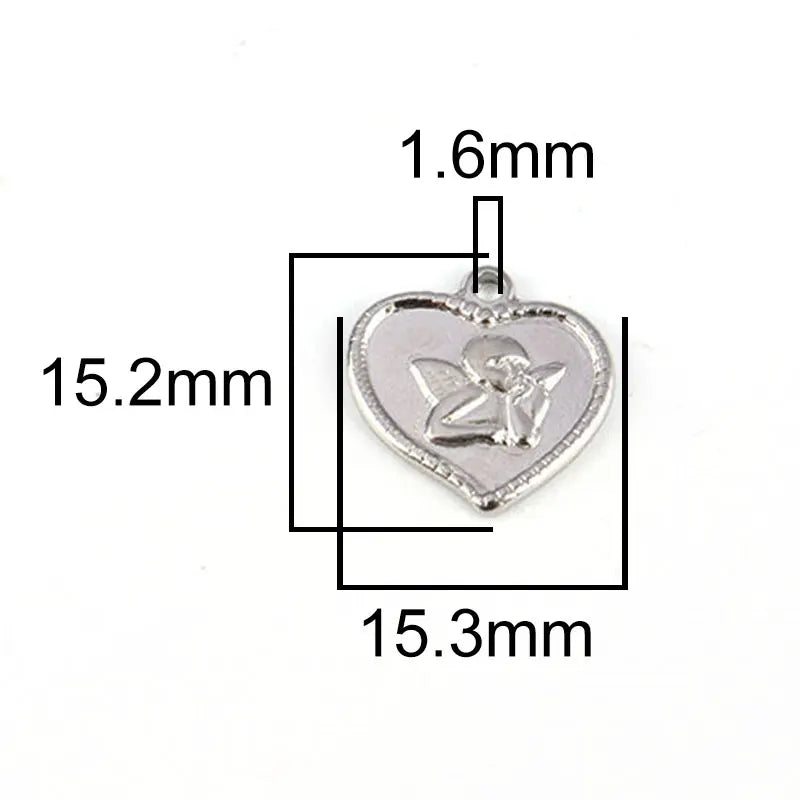 5pcs Stainless Steel Angel Pendant Charms for DIY Jewelry Making Handmade Components Necklace Findings Jewelry Angel Charm