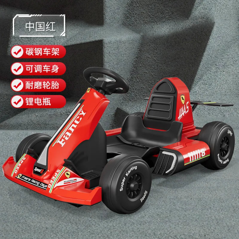 Bedouch Four-Wheel Electric Toy Car for Adults and Kids Battery-Powered Ride for Drifting and Kart Racing
