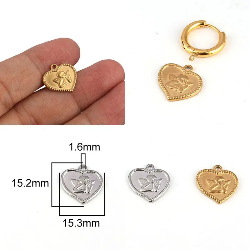 5pcs Stainless Steel Angel Pendant Charms for DIY Jewelry Making Handmade Components Necklace Findings Jewelry Angel Charm