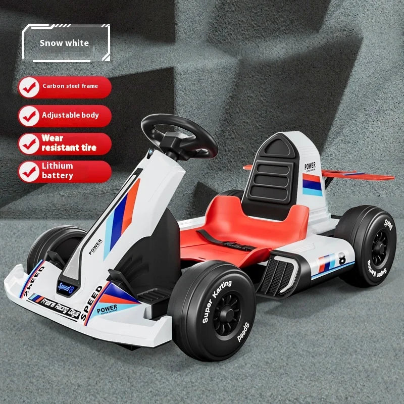 Bedouch Four-Wheel Electric Toy Car for Adults and Kids Battery-Powered Ride for Drifting and Kart Racing