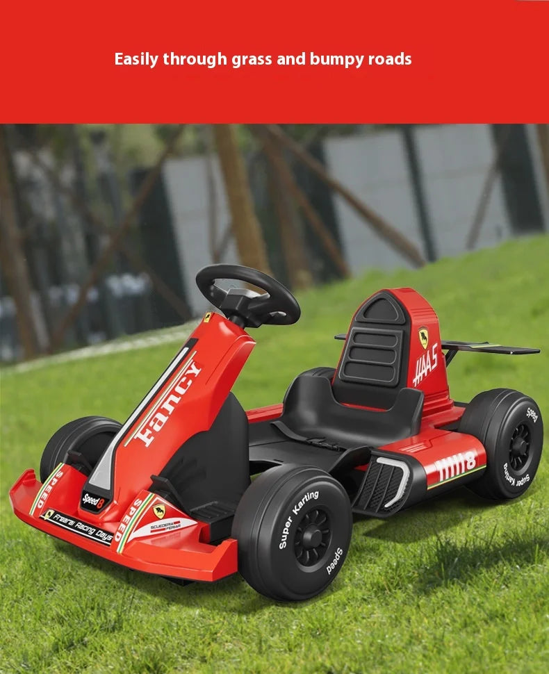 Bedouch Four-Wheel Electric Toy Car for Adults and Kids Battery-Powered Ride for Drifting and Kart Racing