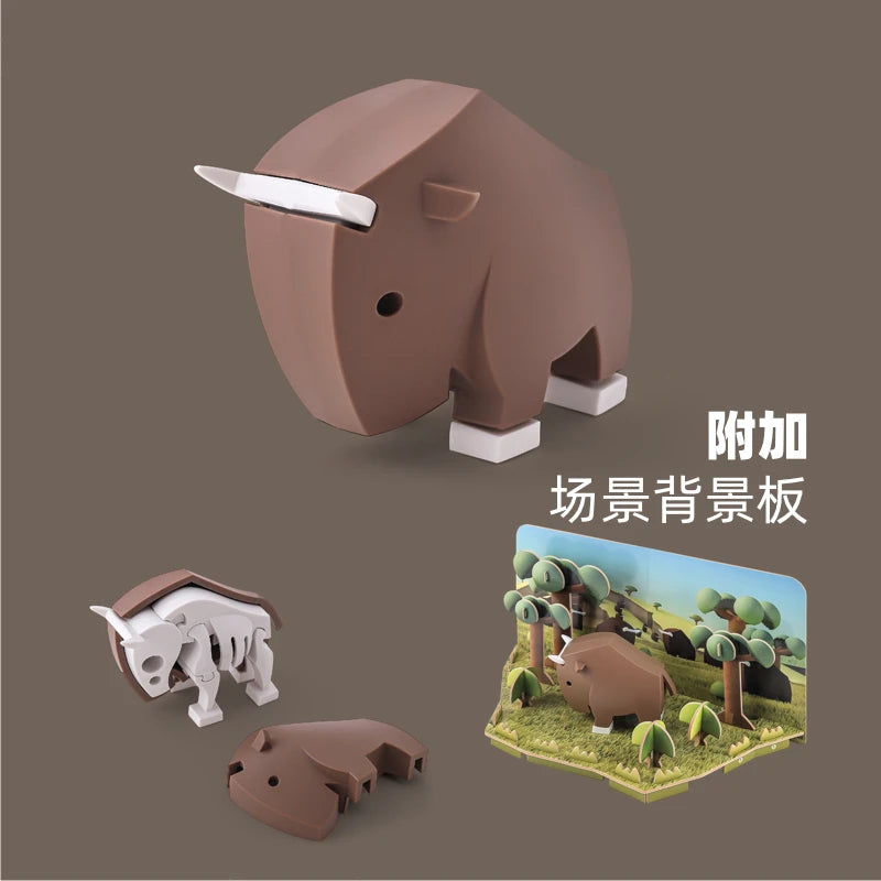 Puzzle DIY Magnetic Construction Set Cute Arboreal Animal Hippo 3D Model Kit Elephant Lion Early Child Educational Toy Halftoys